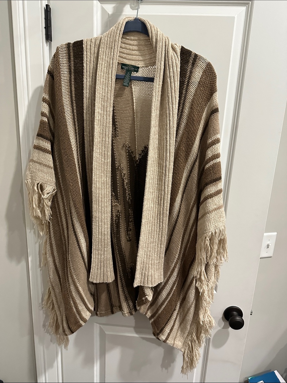 Ralph Lauren Cream Knit Cardigan with Navy Accent